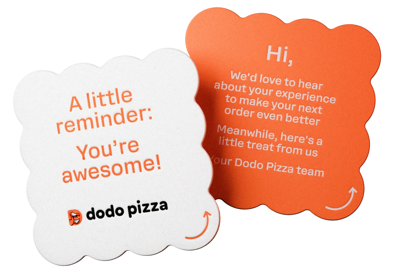 Die-cut stickers with messages for customers
